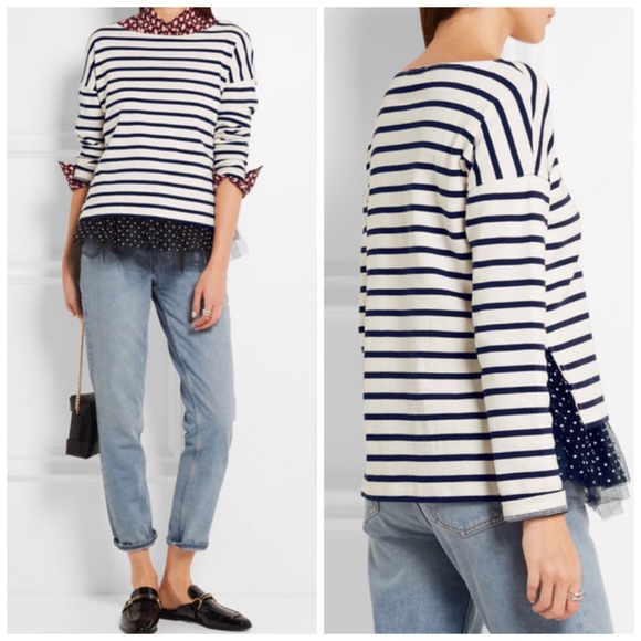 J.Crew for Net A Porter Stripe Tulle Trim Top - Picture 2 of 4